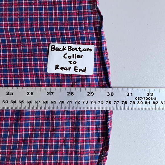 Relwen Seersucker Check Long Sleeve Button Down Shirt - Men's Size M - Red Blue - Picture 7 of 7